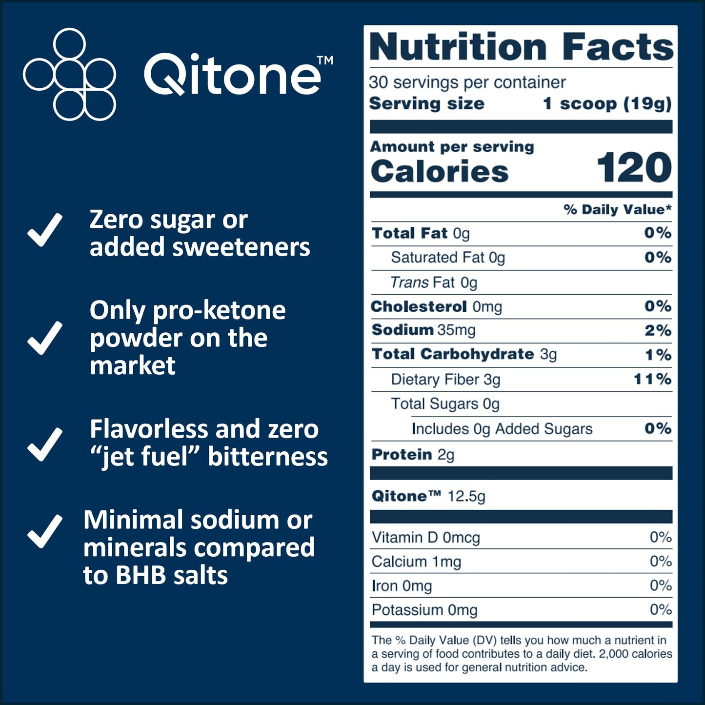 Qitone BHB Exogenous Ketones, Ketone Ester Powder, Coffee Creamer Alternative, Rapid Ketosis, Brain, Focus & Concentration Boosting, Stimulant-Free Energy, 0 Sugar, Unflavored, 30 Servings