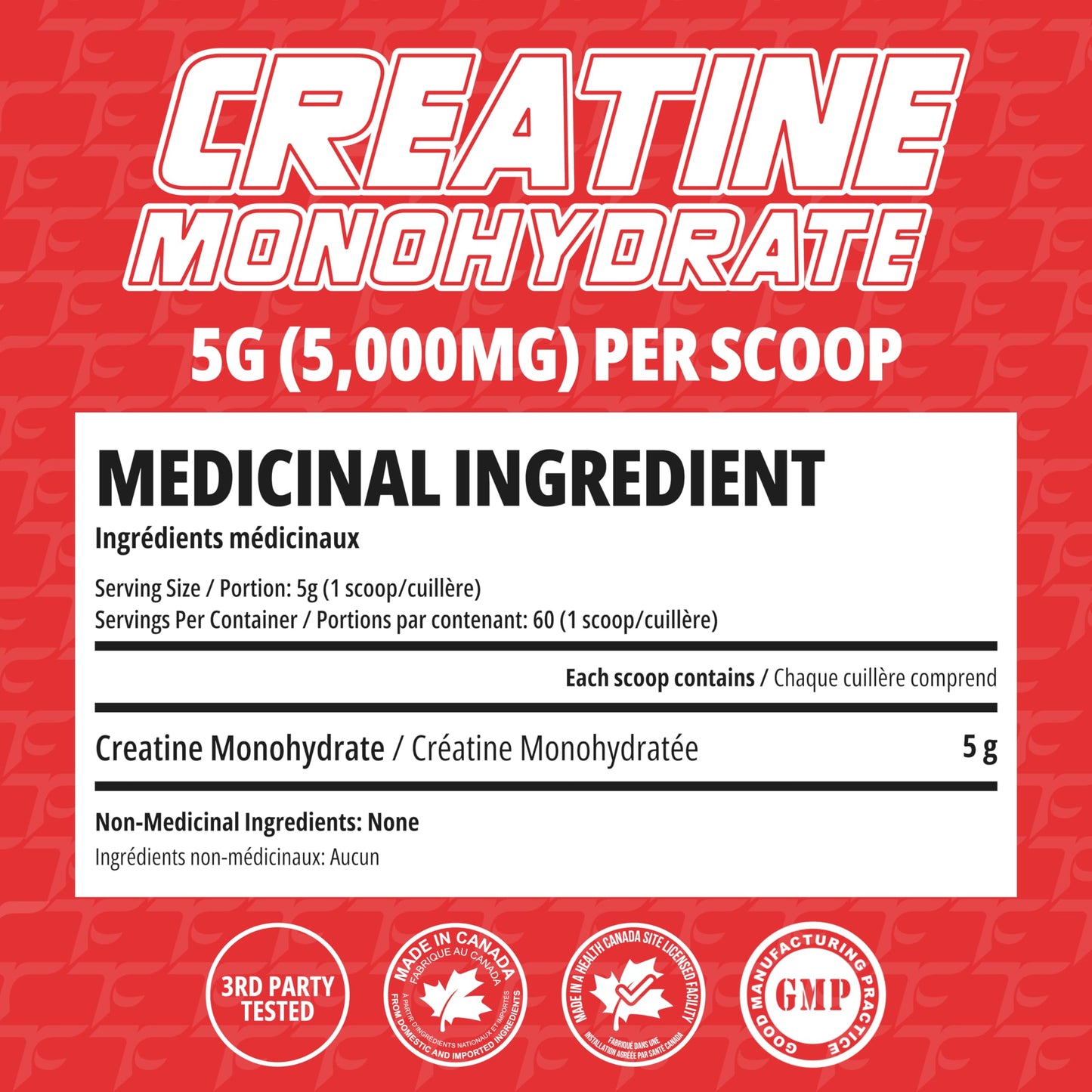 TC Nutrition Creatine Monohydrate Powder 5g - Pure Creatine Powder for Increased Strength, Muscle Growth, Improved Endurance and Performance - for Men & Women - Unflavored (60 Servings)