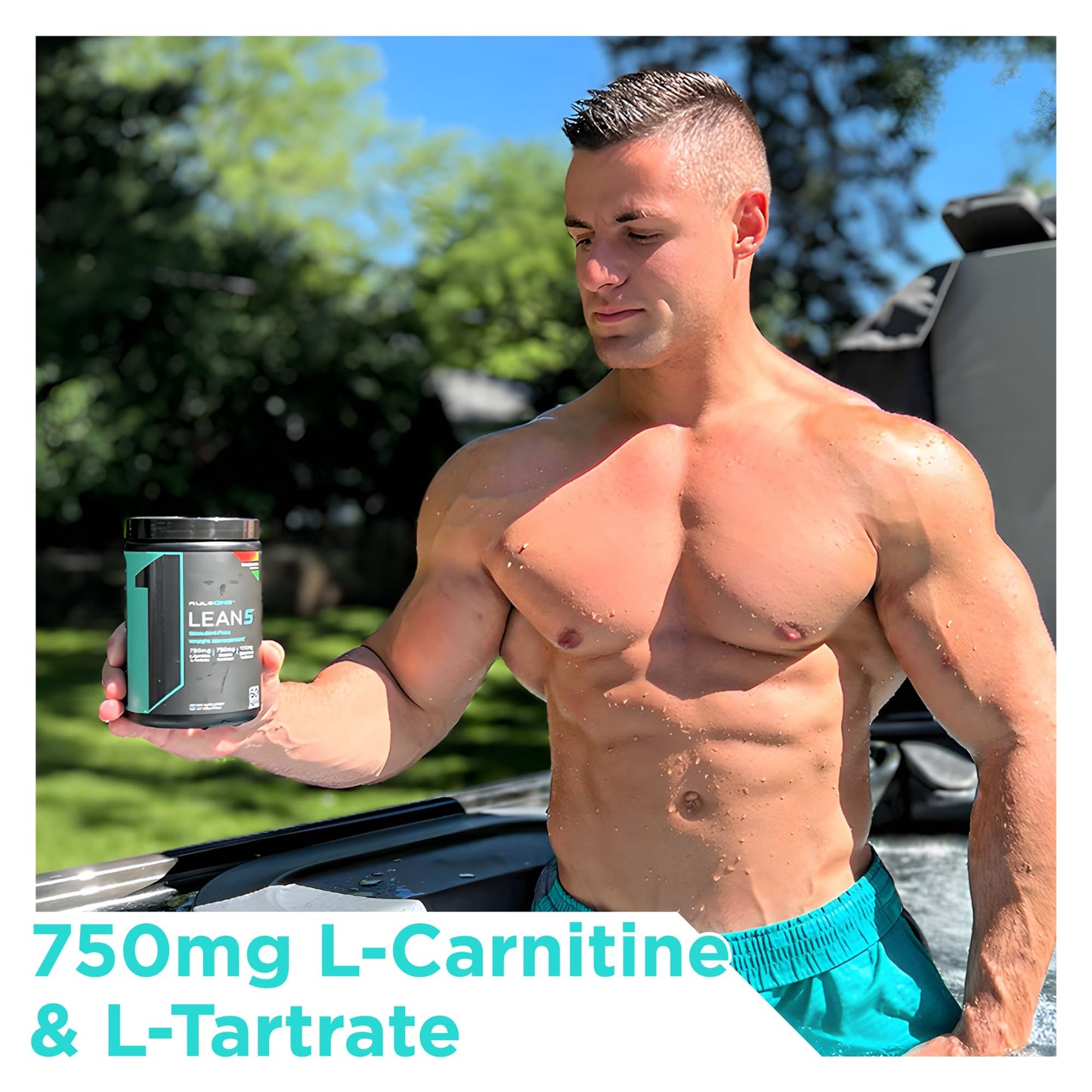 Rule 1 R1 Lean5, Blue Razz Lemonade - 11.9 oz - Stimulant-Free Formula with CLA, Garcinia Cambogia Extract & Carnitine - 60 Servings