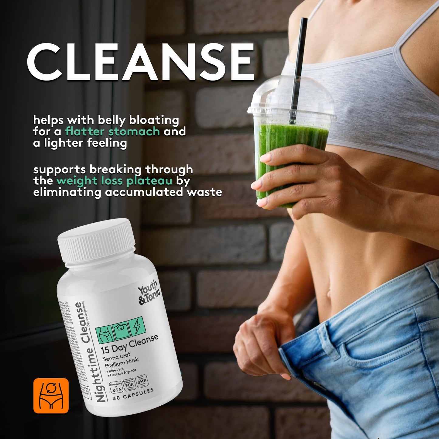 Youth & Tonic Sculpt Shred Cleanse Detox 3X Weight Loss Pills: Appetite Suppressant, Fat Burner, Energy Booster & Nighttime Cleanse for Diet - 120 Pills