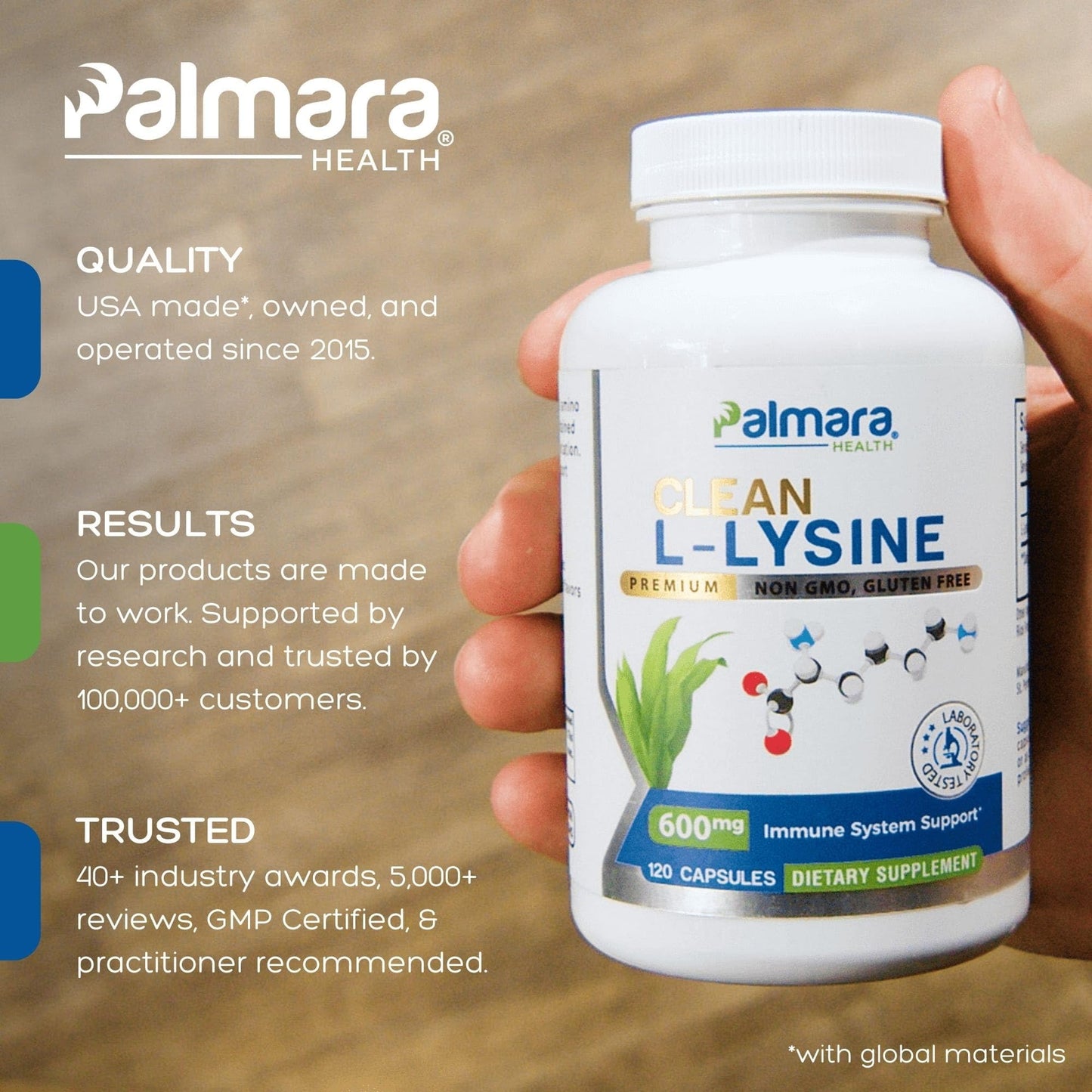 Palmara Health Clean L-Lysine 600mg, 120 Capsules | Vegan, Non-GMO, & Gluten Free (2)