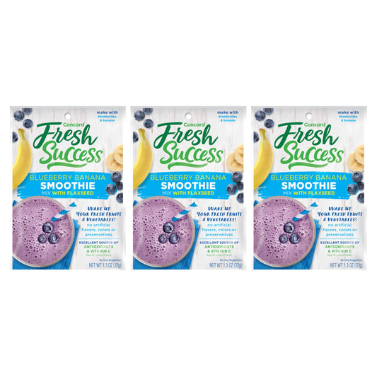 Concord Foods Blueberry Banana Smoothie Mix Refreshing Nutritious Blend with Flaxseed Fiber and Calcium  AntioxidantRich and Delicious 13 oz Pack of 3