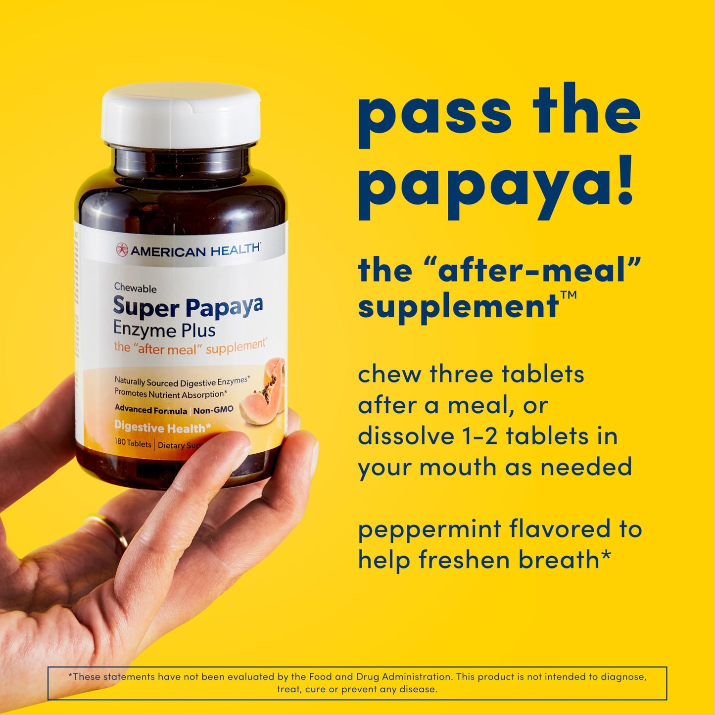 American Health Super Papaya Enzyme Plus Chewable Tablets, Natural Papaya Flavor, 2 Pack - Promotes Digestion & Nutrient Absorption, Contains Papain & Other Enzymes - 360 Count, 240 Total Servings