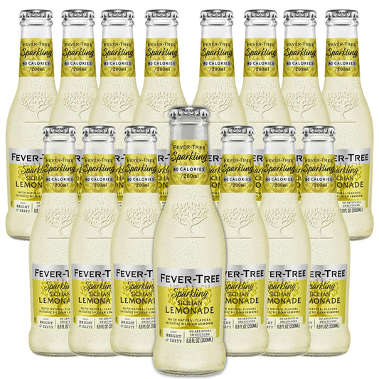 Fever Tree Sparkling Sicilian Lemonade  Premium Quality Mixer and Soda  Refreshing Beverage for Cocktails  Mocktails 200ml Bottle  Pack of 15