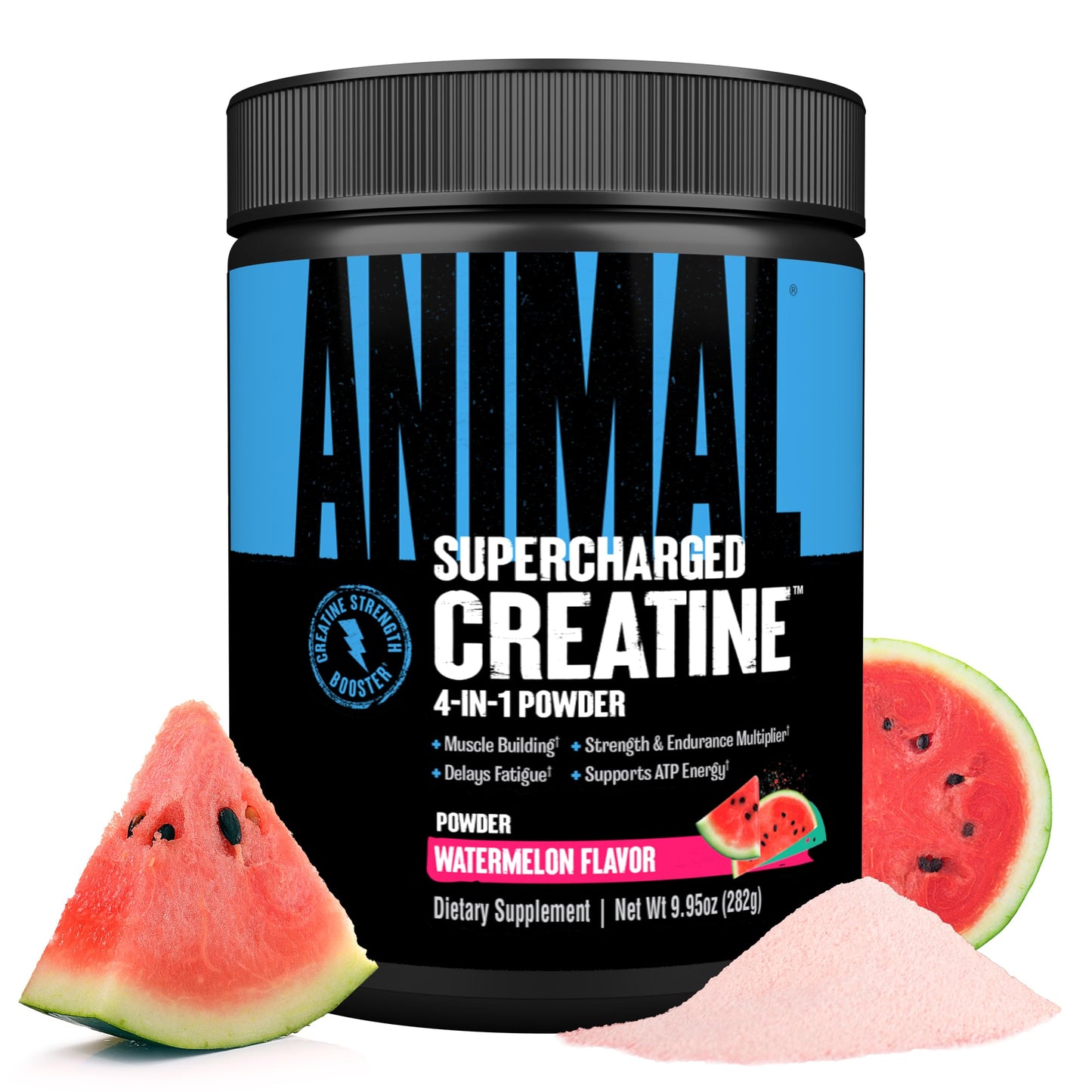 Animal Supercharged Creatine Powder - Flavored Creatine Monohydrate Enhanced with Betaine Anhydrous, PurpleForce & Senactiv, Strength, Endurance, Muscle Recovery for Men and Women - Watermelon, 300g