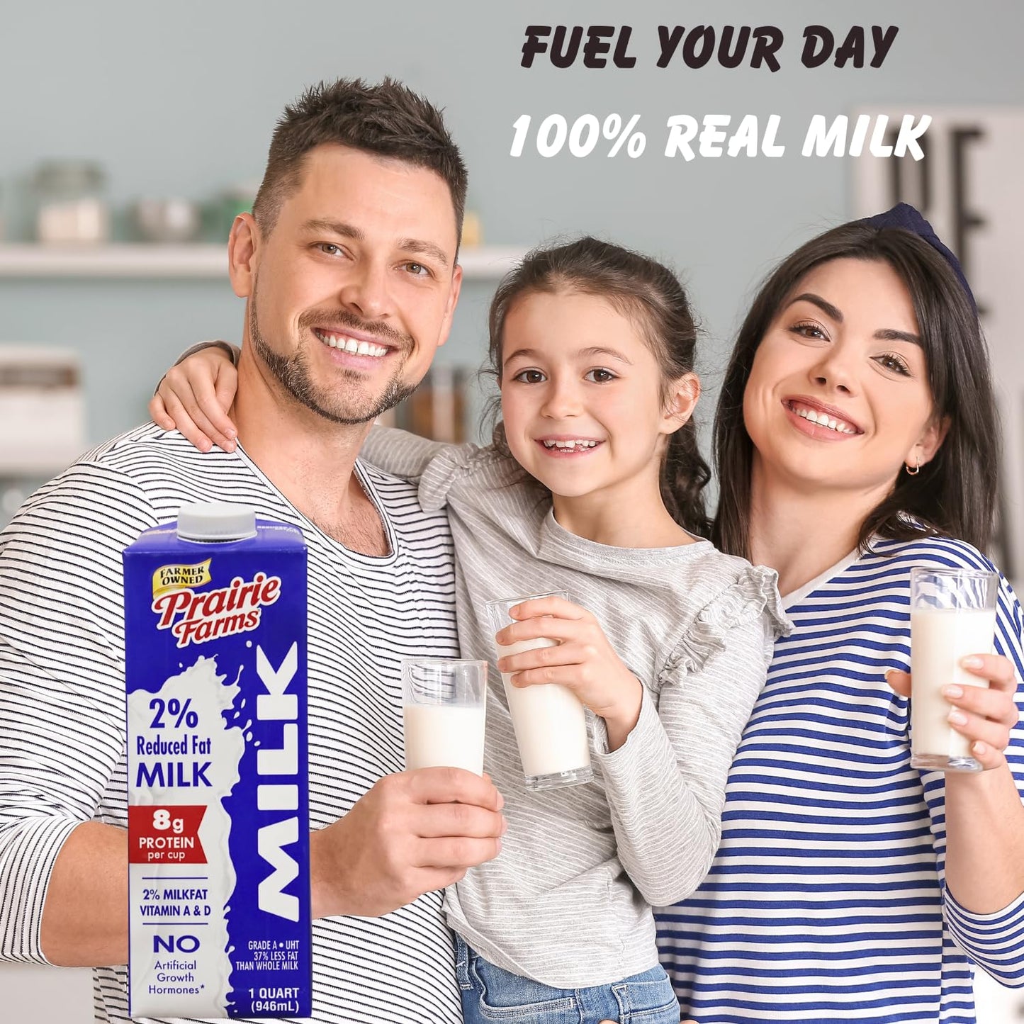 Prairie Farms  Shelf Stable Milk 2 Percent Reduced Fat Boxed UHT Ultra Pasteurized Milk Vitamin D White Milk  Preservative and Hormone Free Gluten Free Kosher Made in USA 1 Quart  4 Pack