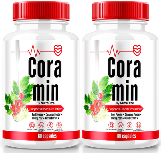 (2 Pack) Coramin Capsules, All-Natural Formula to Maintain Healthy Levels, Maximum Strength Supplement, Premium Blood Flow Support, Official Vitamin Pills, Cora min Capsulas Reviews (120 Capsules)