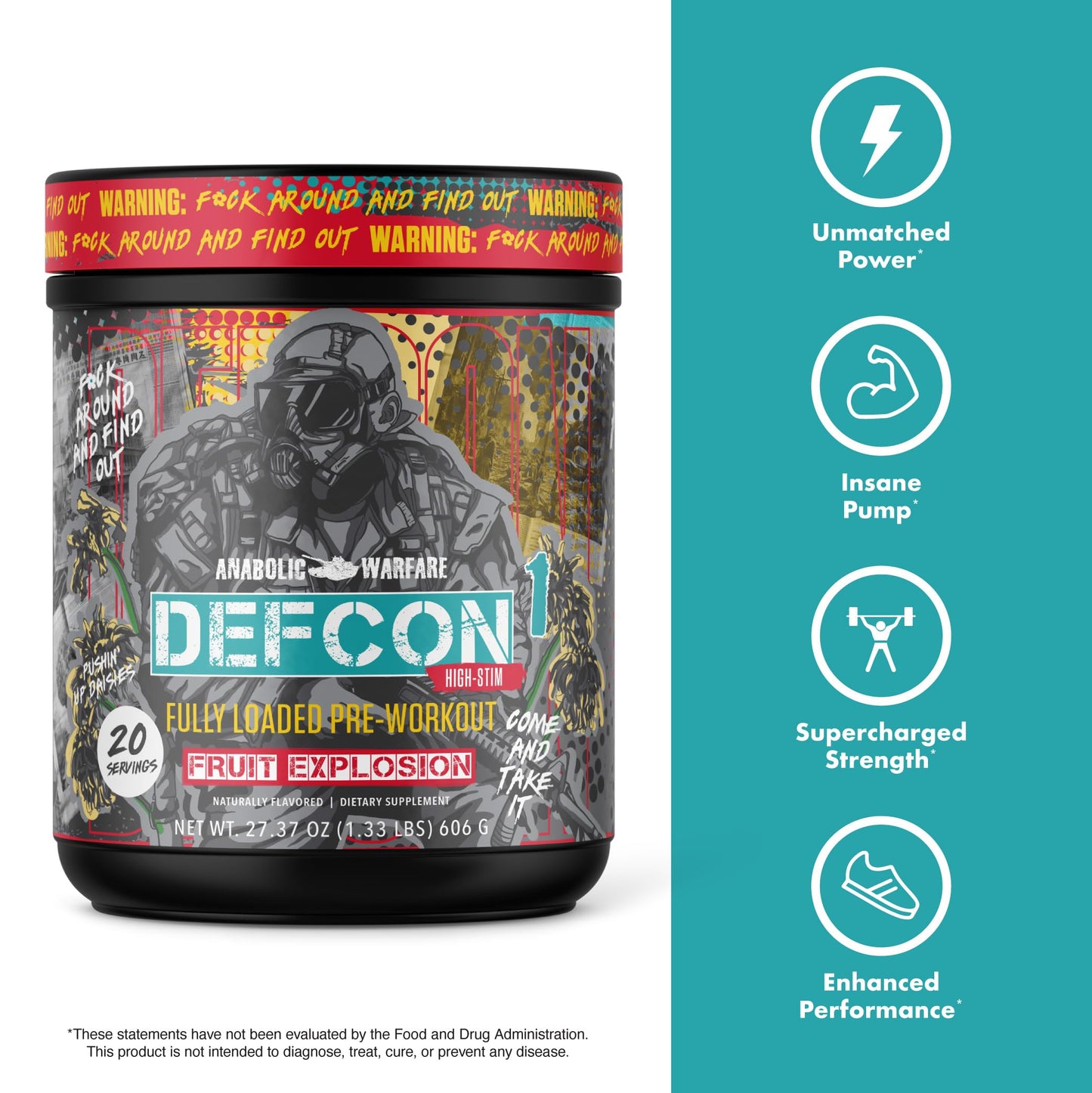 Anabolic Warfare Defcon1 High Stim, High-Intensity Pre-Workout Powder (Fruit Explosion, 20 Servings)