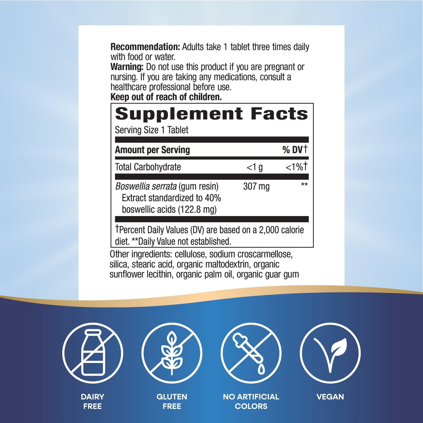 Nature's Way Boswellia Premium Extract, Supports Joint Mobility*, 307 mg Boswellia serrata Extract per Serving, Frankincense Supplement, Gluten Free & Vegan - 60 Tablets (Packaging May Vary)