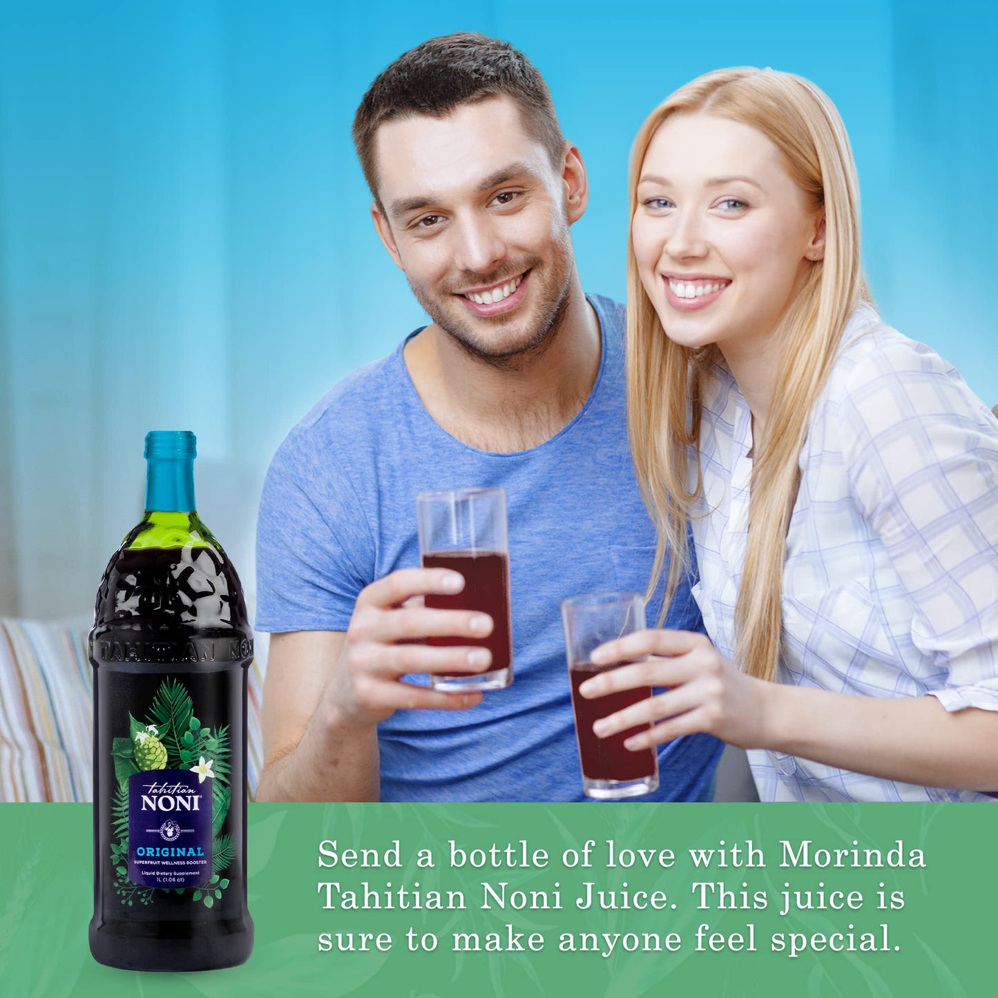 TAHITIAN NONI Juice by Morinda Original and Authentic Noni Fruit Puree from Tahiti with Natural Blueberry  Grape Resveratrol AllNatural Daily Wellness Drink  4 One Liter Juice Bottles Per Case