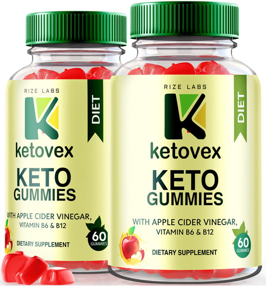 rize labs (Pack of 2 Ketovex Keto Gummies for Weight Loss, Reviews, Advanced Formula Apple Gummy Gomitas Keto ACV Support (120 Gummies)