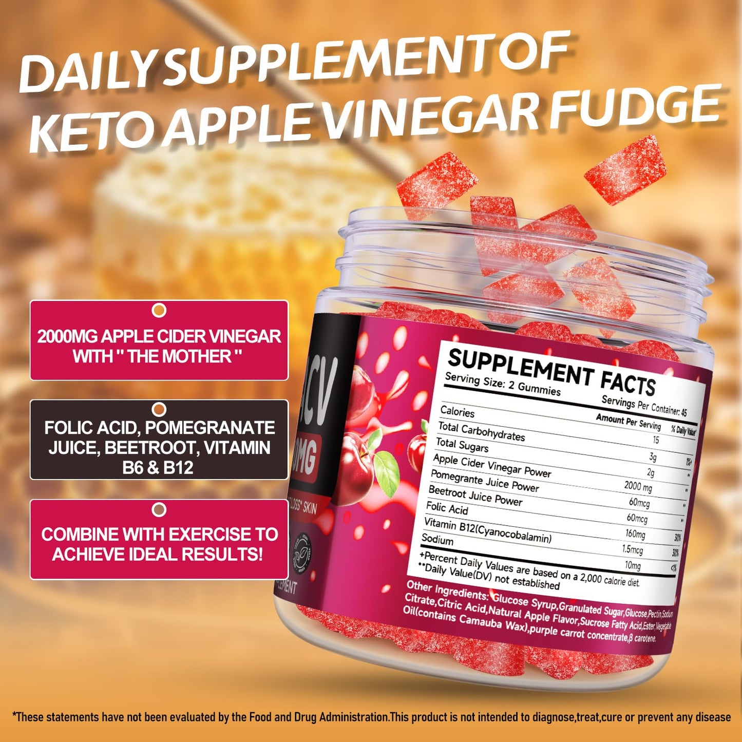 2 Pack Keto ACV Gummies Advanced Formula 1500mg, 180 Vegan Gelatin-Free Advanced Apple Cider Vinegar Gummies with Pomegranate & Beetroot, Natural Ingredients, Alternative to Keto Drops