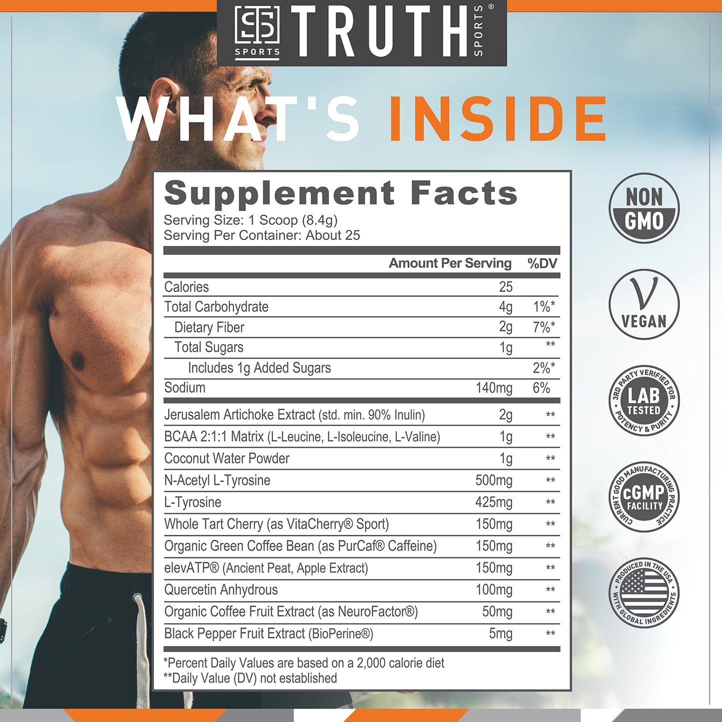 Truth Nutrition Pre Workout Powder - Natural PreWorkout for Men & Women, Vegan BCAA Amino Energy Powder, Keto Friendly - No Artificial Flavors, Sweetners or Dyes (Fruit Punch)