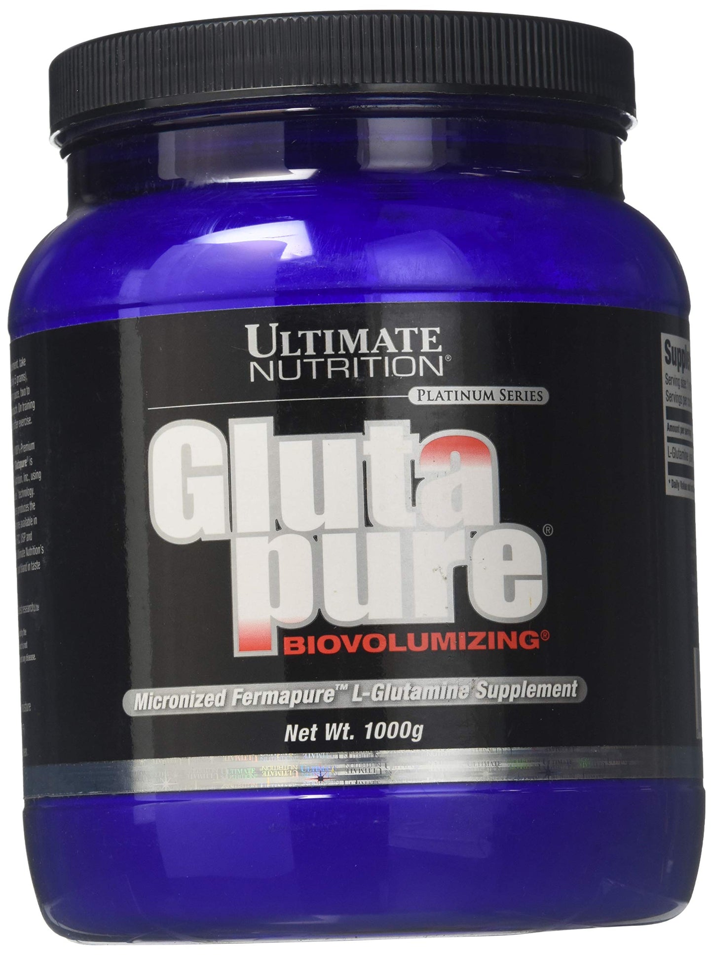 Ultimate Nutrition Gluta Pure Biovolunizing Micronized Fermapure L-Glutamine, Intestinal Health Regulation, Muscle Recovery, Immune Support Supplement 1000G