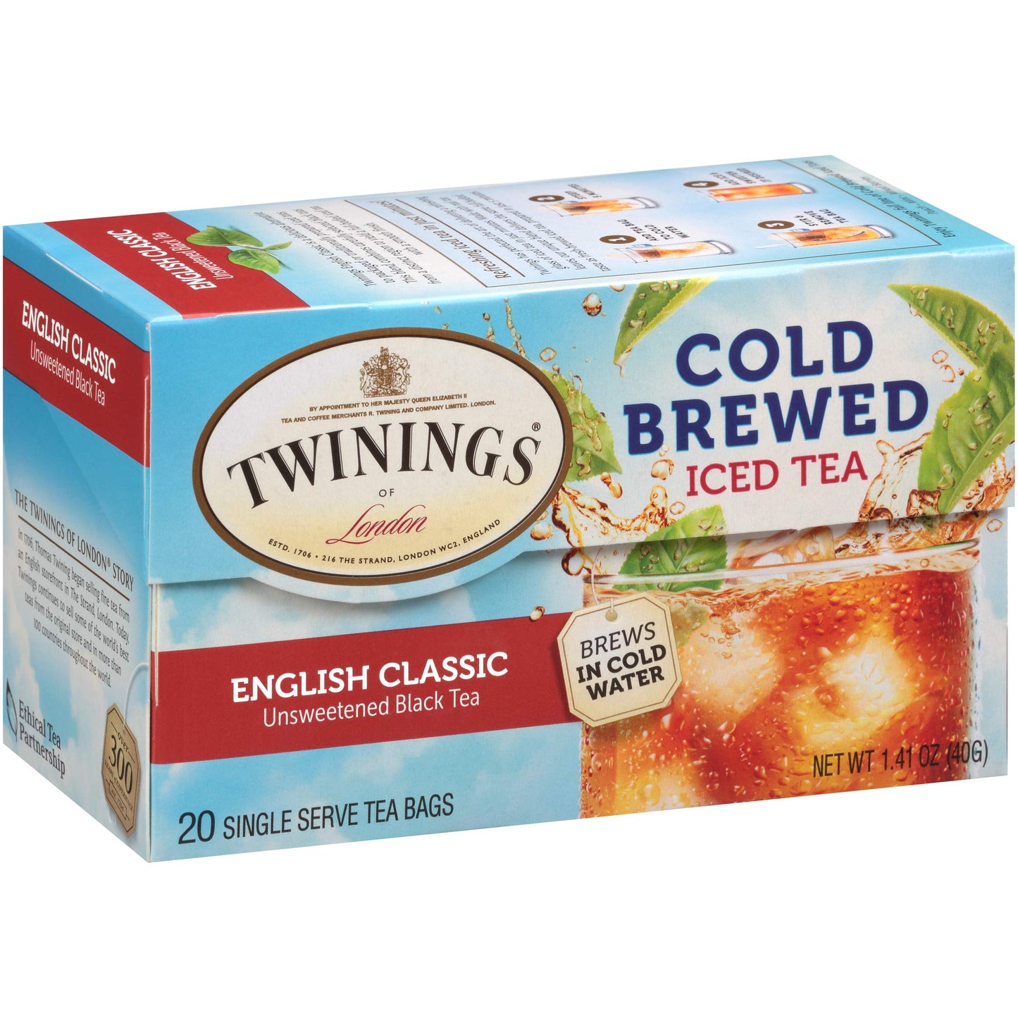 Twinings English Classic Cold Brewed Iced Tea Bags 20 Count Pack of 6
