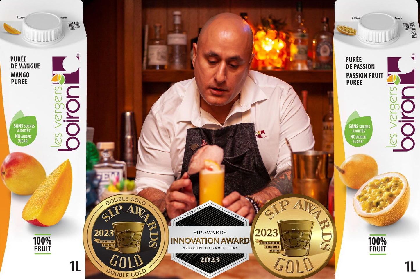 Les Vergers Boiron Passion Fruit Puree 100 Fruit All Natural No Added Sugar NonGMO No Preservatives No Added Flavors Vegan For Beverages  Cocktails 1 Liter 338 Fl Oz Pack of 1