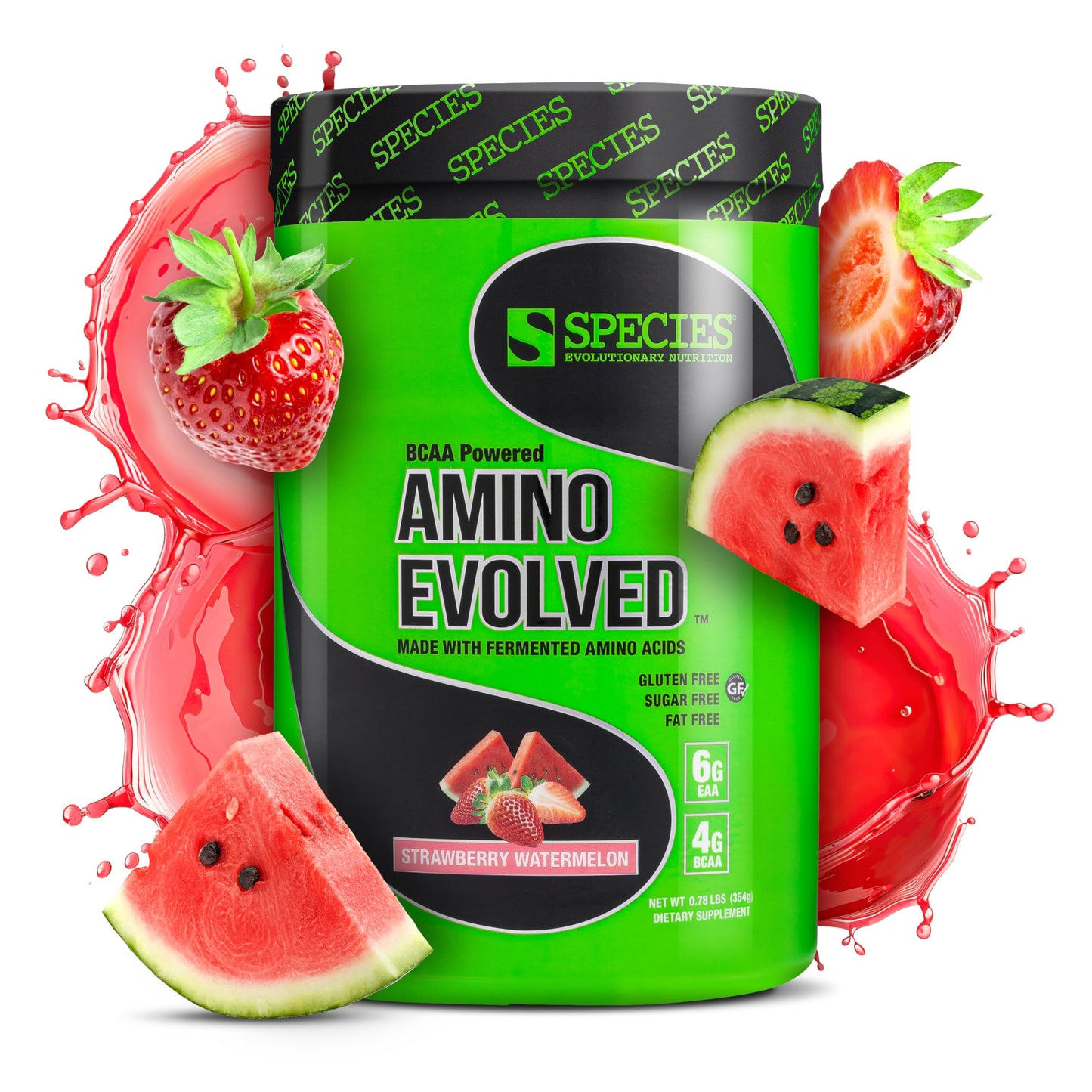 Species Nutrition Amino Evolved EAA & BCAA Powder, Fermented Branched Chain Amino Acids, Muscle Recovery & Endurance, Pre & Post Workout Supplement (Strawberry Watermelon, 30 Servings)