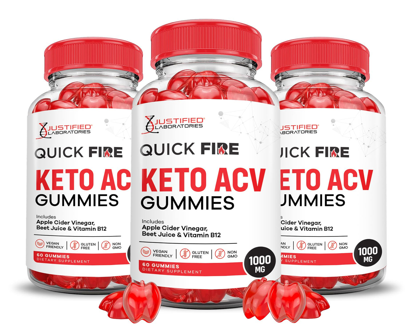 (3 Pack) Quick Fire Keto ACV Gummies Advanced Formula 1000MG QuickFire Keto Gummies Apple Cider Vinegar Formulated with Pomegranate Beet Juice Powder B12 Vegan Non GMO 180 Gummys