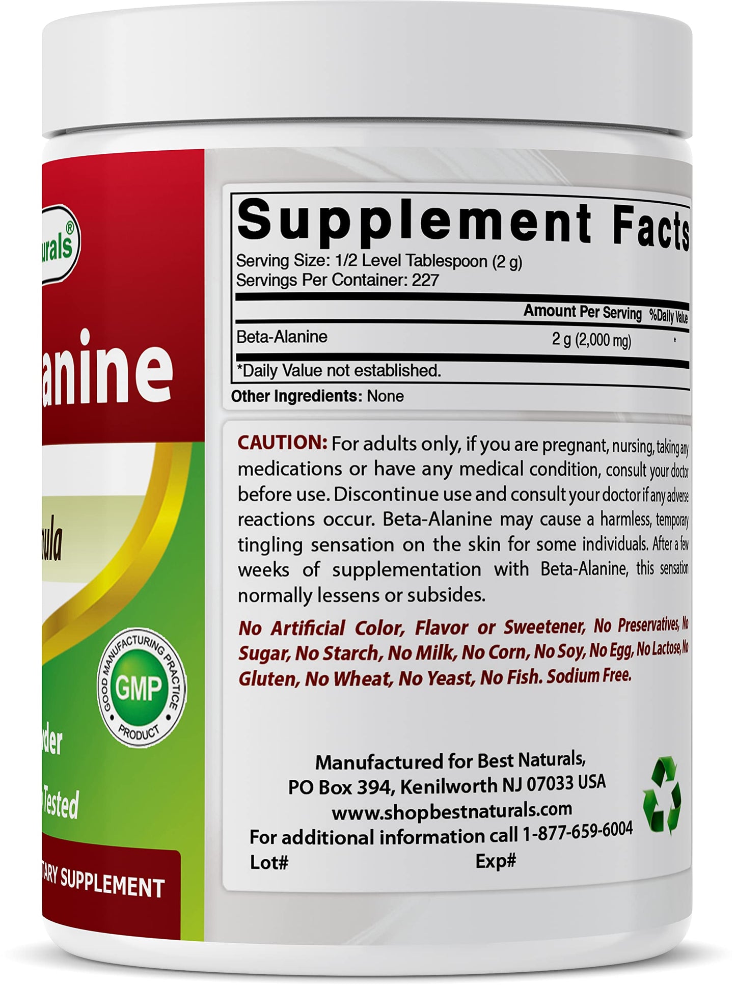 Best Naturals Beta Alanine Pure Powder 1 Pound (1 LB (Pack of 2))