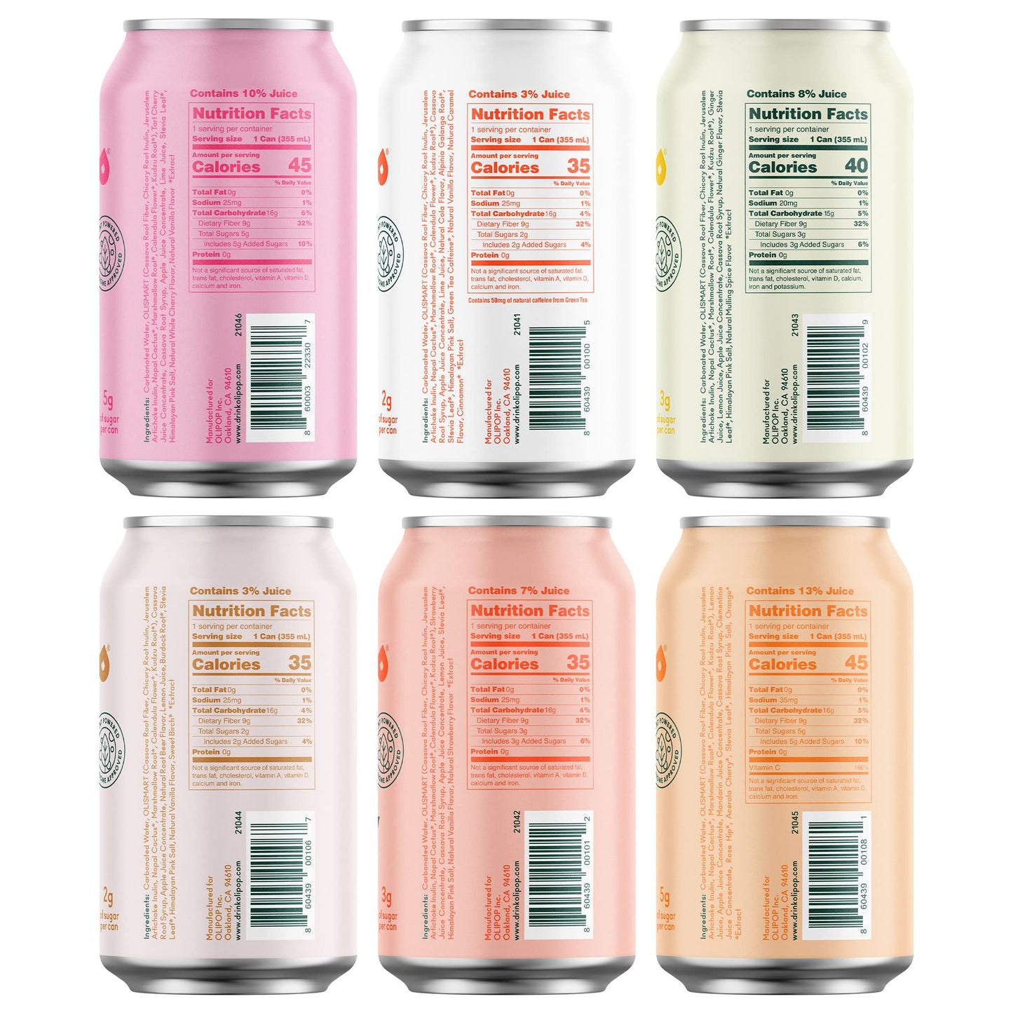 OLIPOP  The Sampler 6Flavor Soda Variety Pack Healthy Soda Prebiotic Soft Drinks Supports Digestive Health  Gut Health High Fiber Low Calorie Low Sugar Vegan 12 oz 12Pack