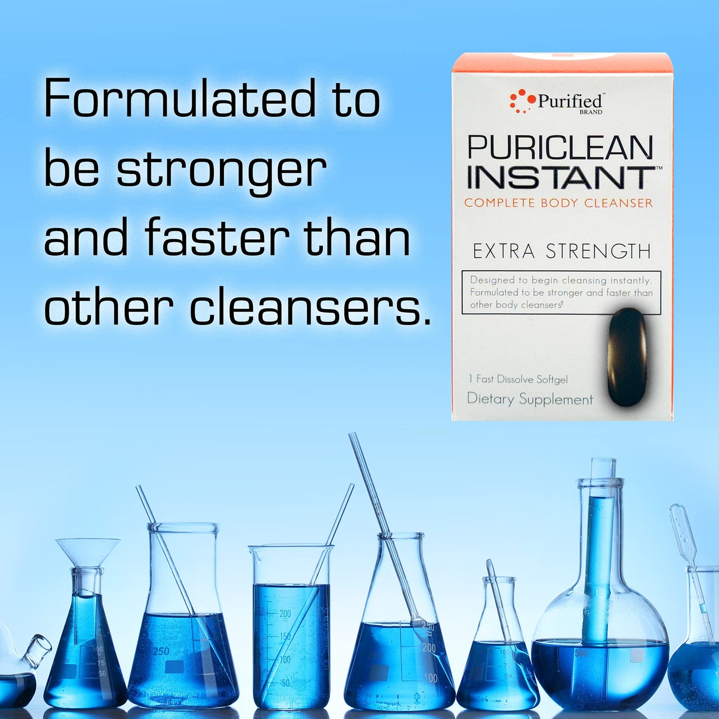 Wellgenix Puriclean Instant Complete Body Cleanser, 1 Fast Acting Softgel, Premium Extra Strength Herbal Cleanse Detox, One Hour Detox Supplement (Pack of 2)