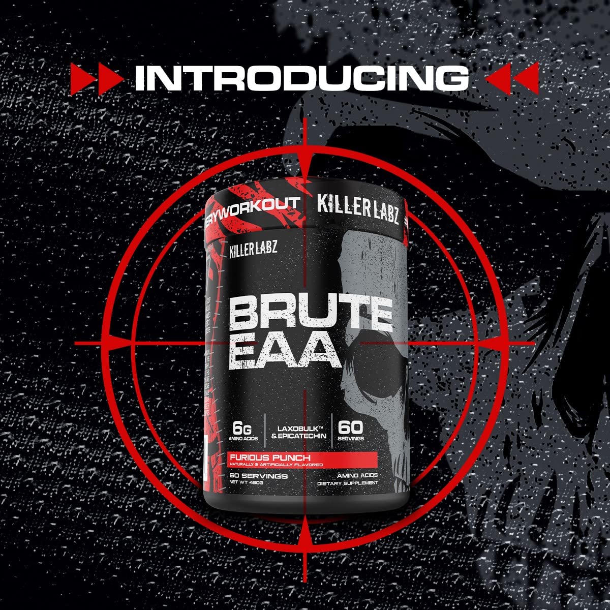 KILLER LABZ Brute EAA Branched Chain & Essential Amino Acids | 6g of Aminos to Accelerate Recovery and Lean Mass Gains 60 Servings (Rest in Peach)