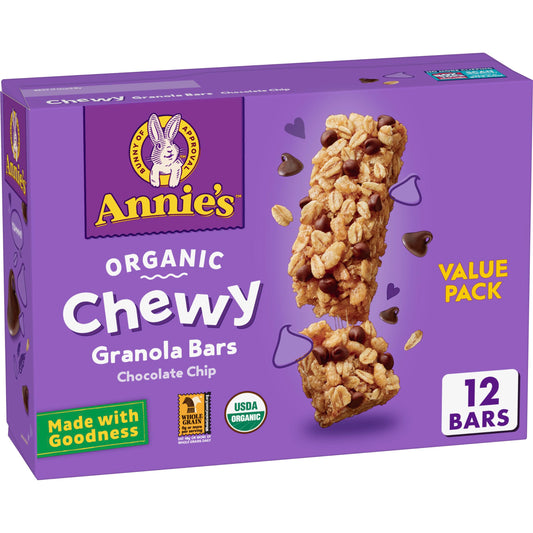 Annies Organic Chewy Granola Bars Chocolate Chip 12 ct