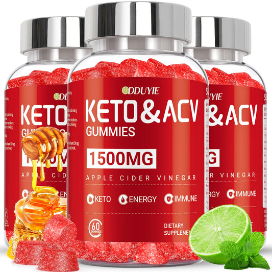 DDUYIE (3 Pack) Apple Cider Vinegar Gummies | Keto ACV Gummies for Supports Metabolism & Fat Burn with Vitamin B6 & B12 | ACV Supplement | Lemon Honey Flavor | 180 Vegan for Women and Men