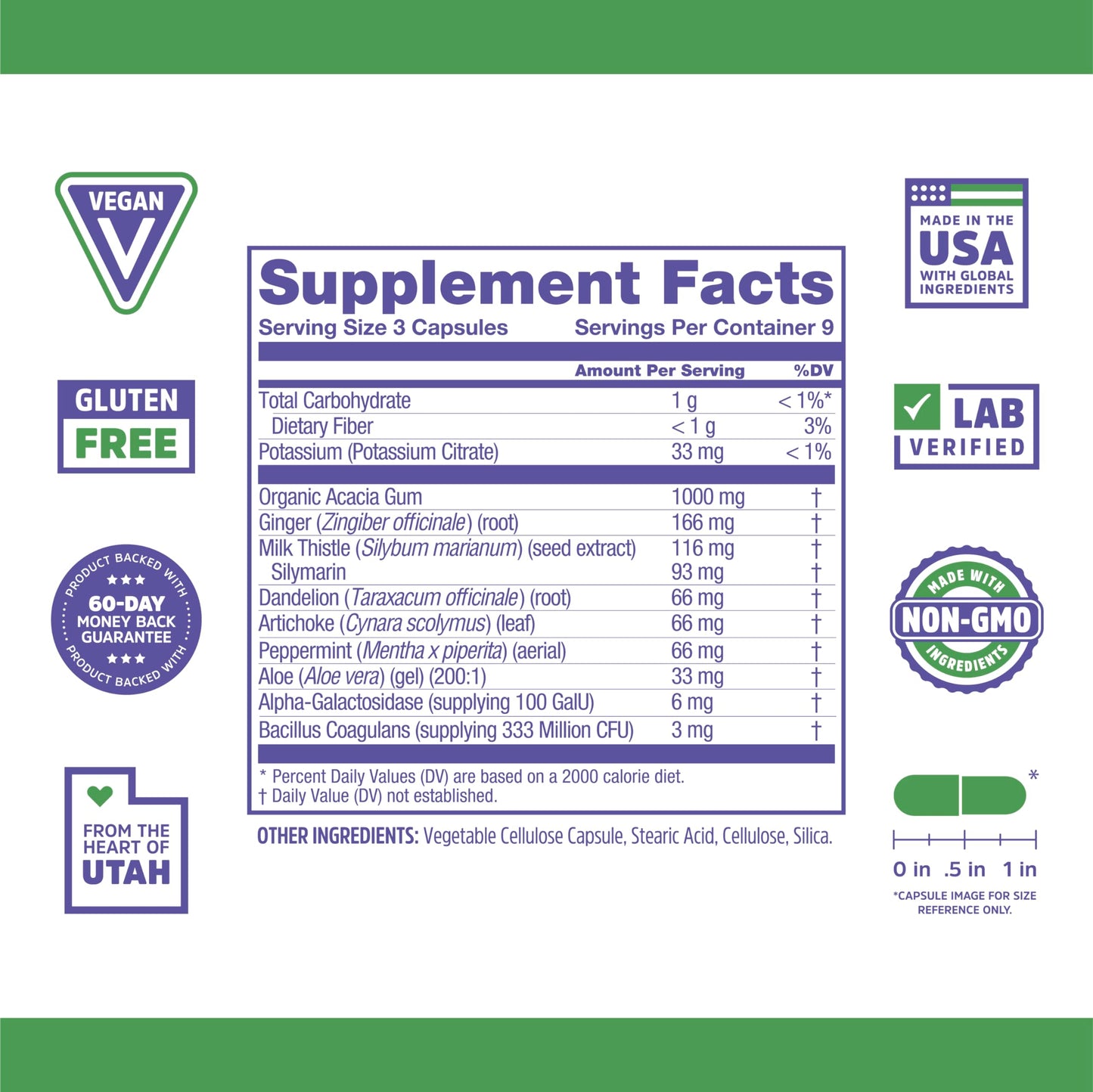 Zhou 3 Day Renew Digestive Health Reset, Bloating Aide, Alpha-Galactosidase, Probiotics, Electrolytes, 27 Veg Caps