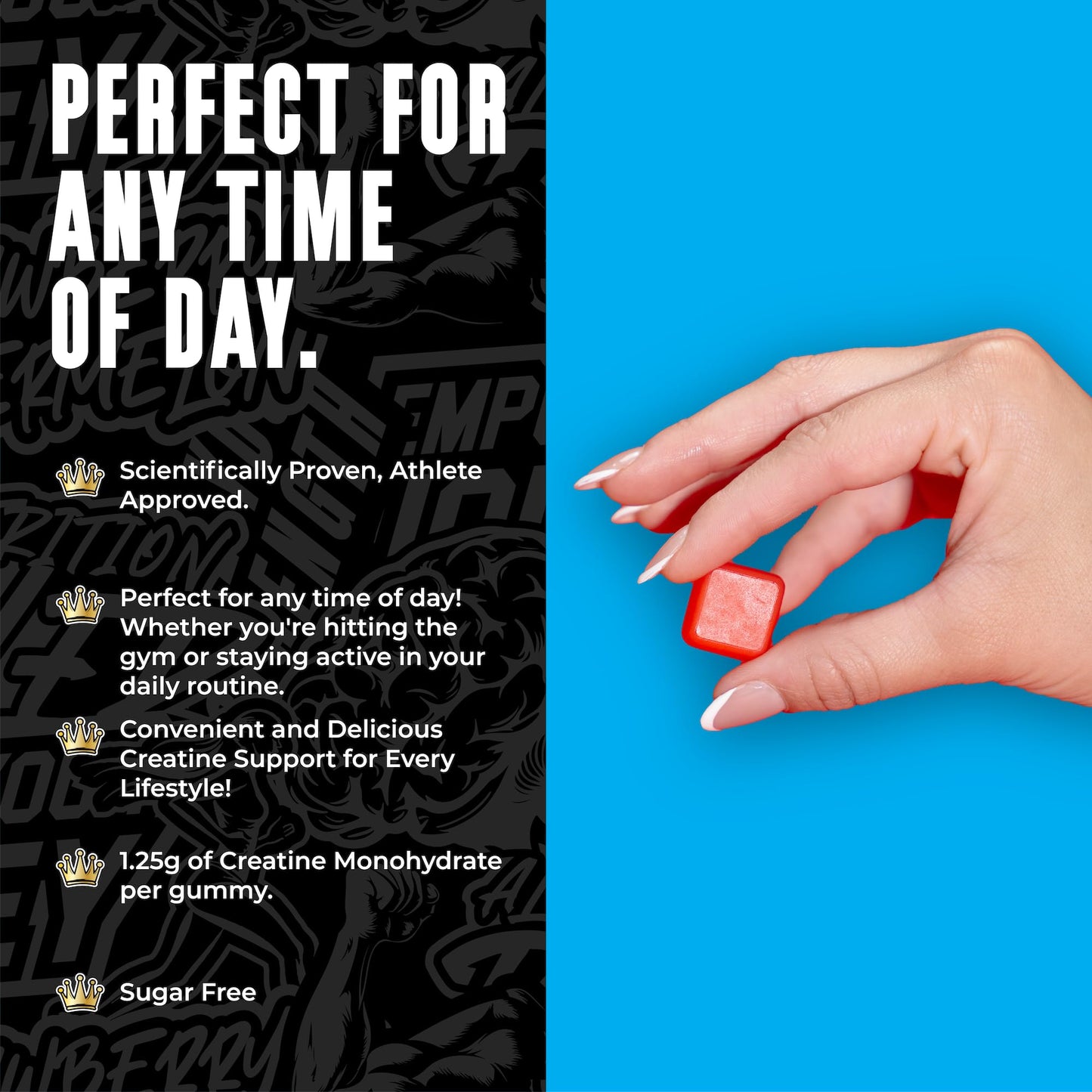 Alpha Nutrition Power Creatine Monohydrate Gummies 5g, Chewables for Men & Women, Creatine for Men, Preworkout Gummy, for Muscle Growth, Strength & Energy, Strawberry-Watermelon, 120 Gummies