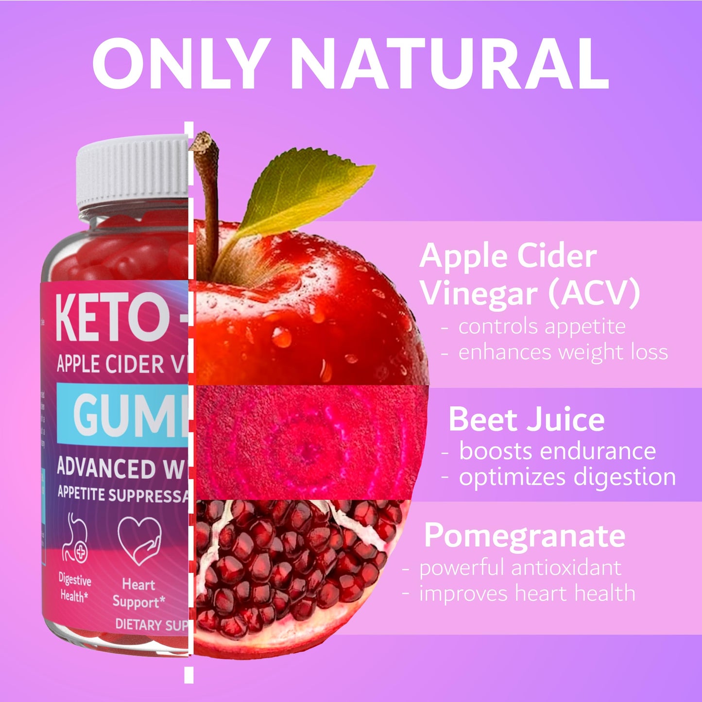 Keto ACV Gummies Advanced Weight Loss - Made in USA Tasty ACV Keto for Weight Loss, Digestion, Cleansing, No Gluten, No GMO & Vegan Keto Apple Cider Vinegar Gummies 1000mg, 60 pcs