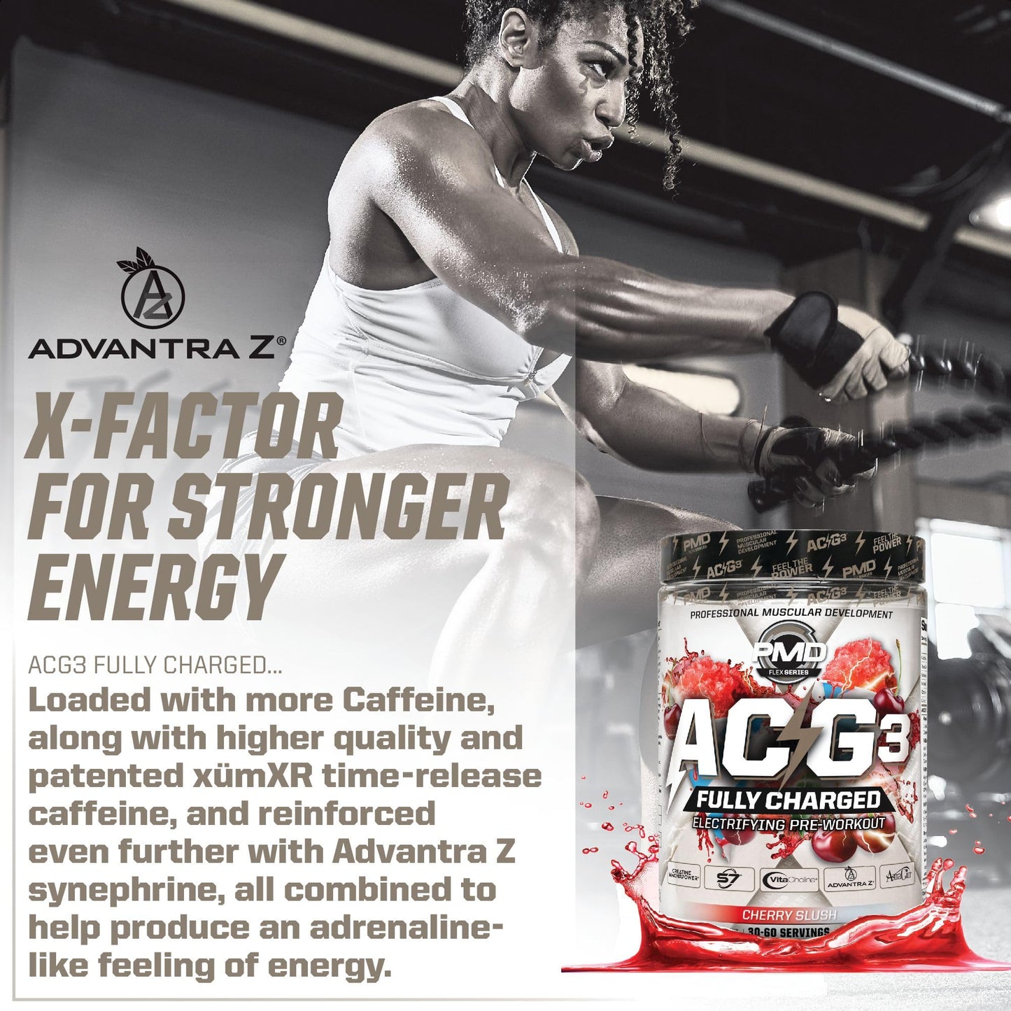 PMD Sports ACG3 Fully Charged - Electrifying Pre Workout Powder - High Energy & Pump Pre Workout for Men and Women to Maximize Focus, Endurance & Performance - Cherry Slush (30-60 Servings)