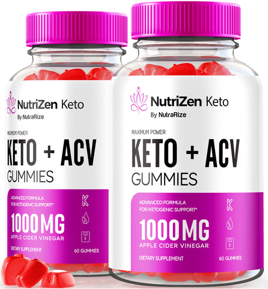 NutraRize (Pack of 2 Nutrizen Keto + ACV Gummies for Advanced Weight Loss, Maximum Strength, Nutrizen Keto + ACV 525mg Gummy (120 Gummies)