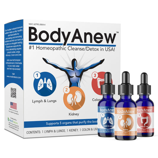 MediNatura BodyAnew Oral Drops 3 Step Homeopathic Cleanse - Whole Body Support for Women & Men - 150 ml Drops