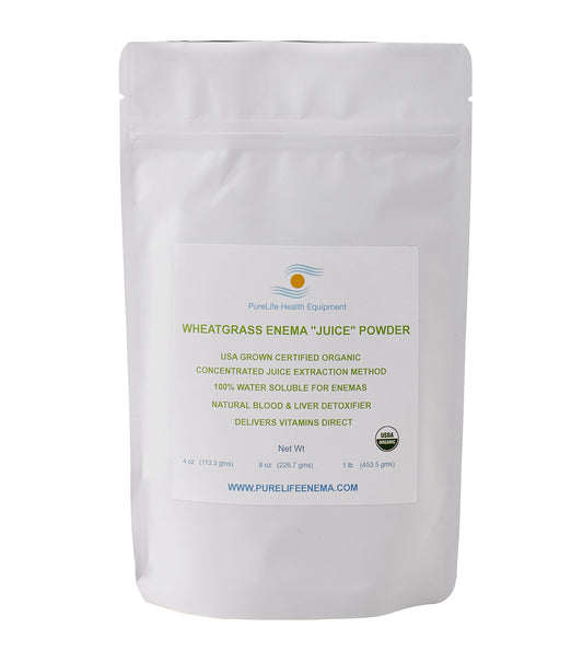 Purelife Wheatgrass Enema Juice Powder - Organic - Enema Specific - 4 Oz - Liver Detoxification- Blood Energizer - Colon Healing - Gluten Free