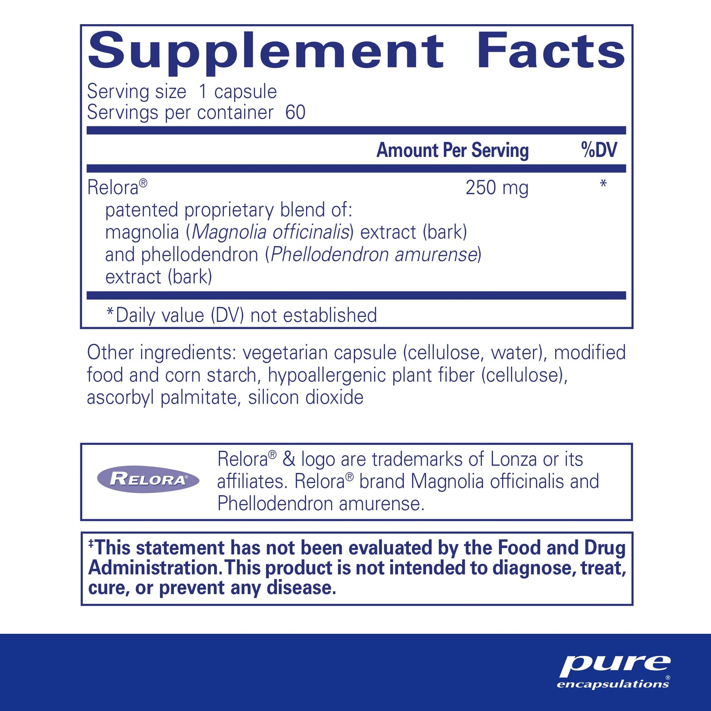 Pure Encapsulations Relora | Hypoallergenic Supplement Promotes Healthy Cortisol and DHEA Production and Moderates Occasional Stress | 60 Capsules