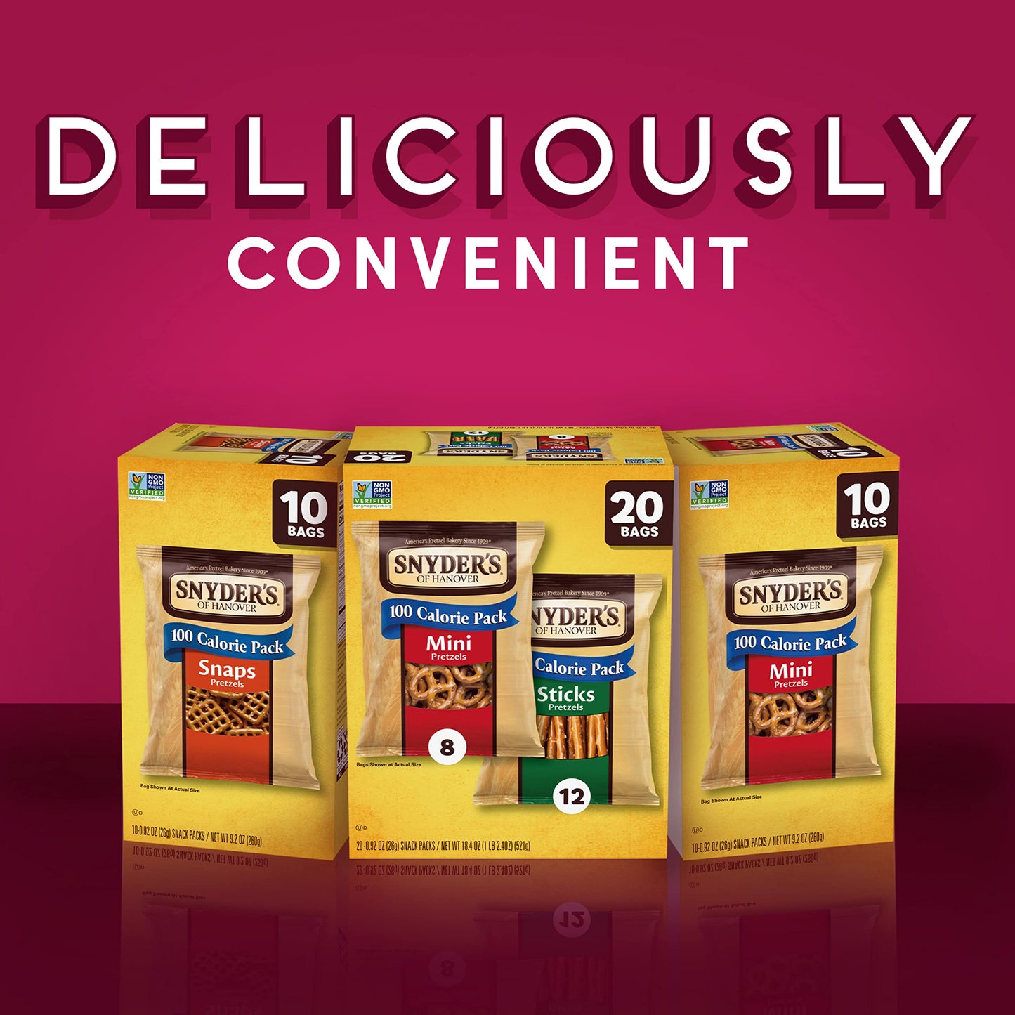 Snyders of Hanover Pretzels Minis and Sticks 100 Calorie Packs 20 Ct Variety Pack