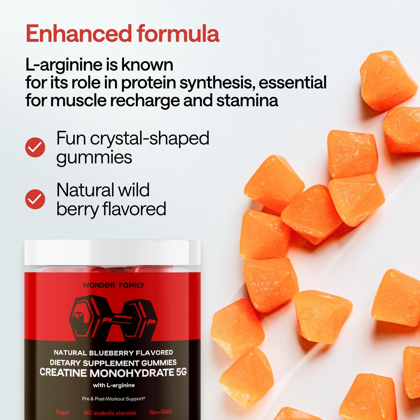 Creatine Gummies 5g with B6 & B12 - Muscle Growth & Recovery Support - Chewable Creatine Monohydrate for Men & Women - 120 Tasty Gummy Supplements