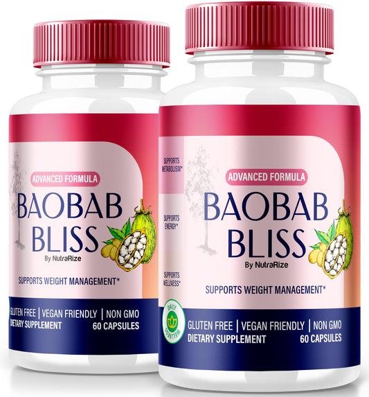 (2 Pack) Baobab Bliss - Baobab Bliss Powder in A Capsule, BaobabBliss Keto Pills to Achieve A Fit and Healthy Body, All Natural Detox for Weight Loss, Baobab Bliss African Coffee (120 Capsules)
