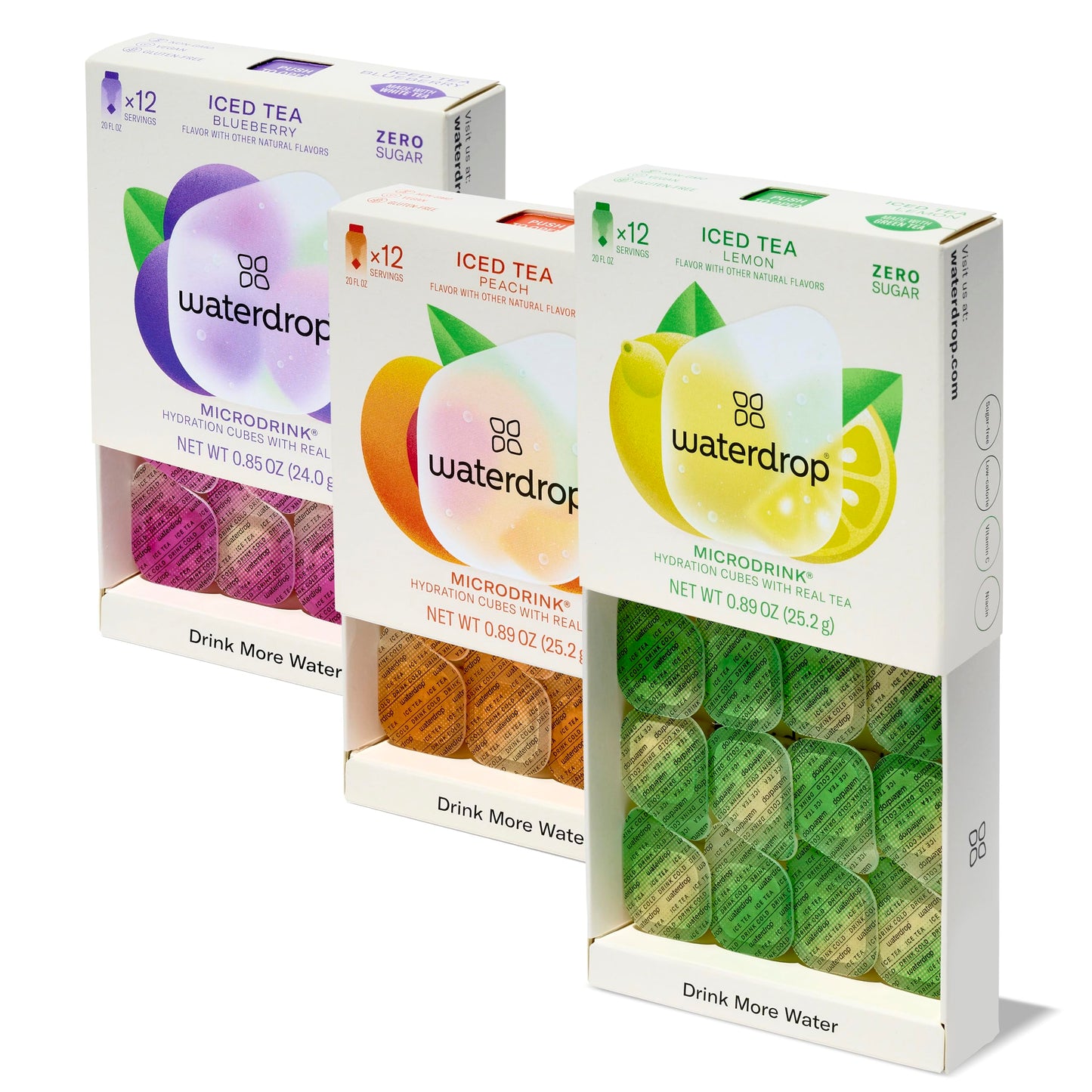 waterdrop Microdrink Iced Tea Sugar Free  Low Calories Water Enhancer with Vitamins Pure Tea Leafs Natural Strong Flavor  MIX 36 Cubes