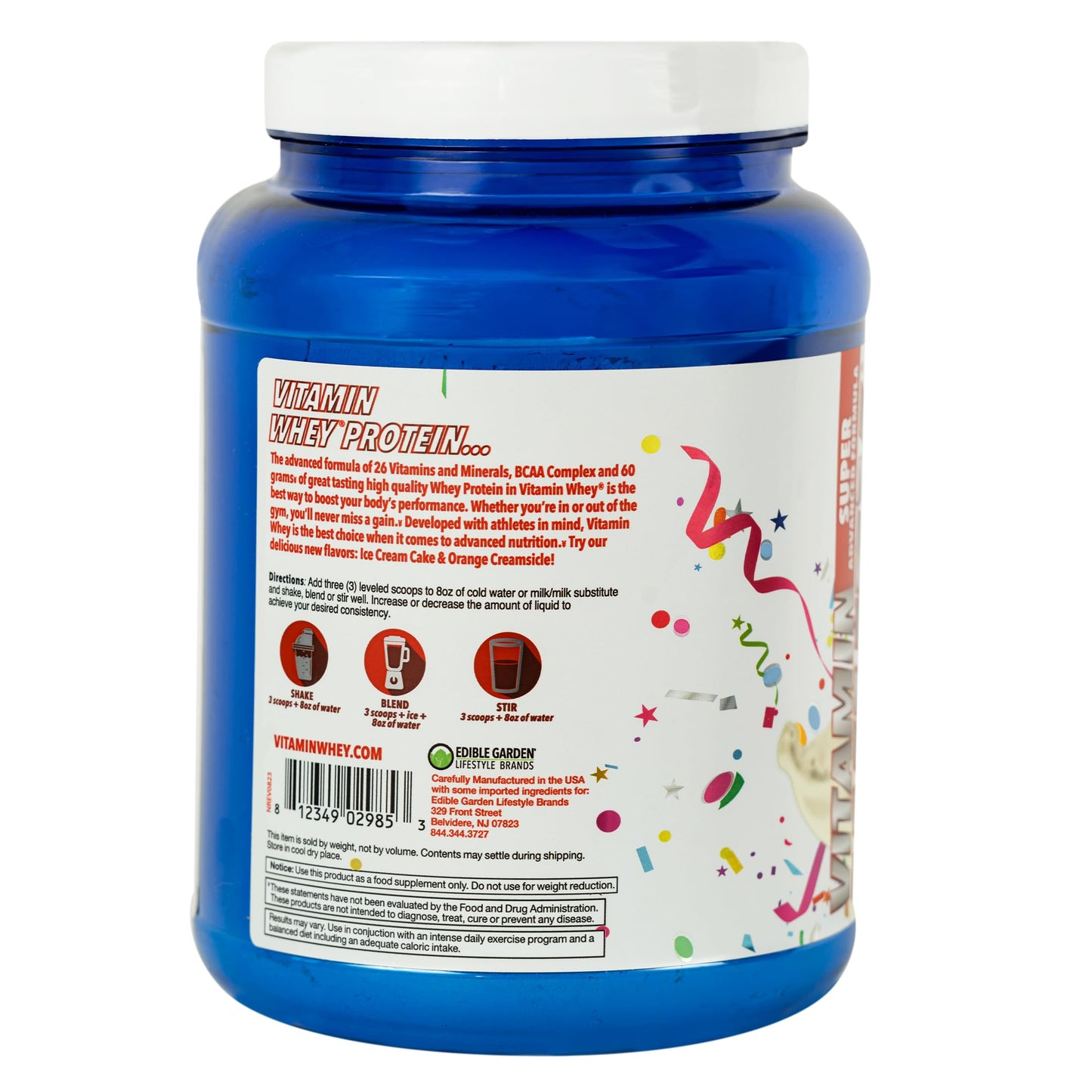 Vitamin Whey Protein Powder, Ice Cream Cake Flavor, 60g Whey Protein, 26 Vitamins & Minerals, BCAA Complex, Gluten-Free