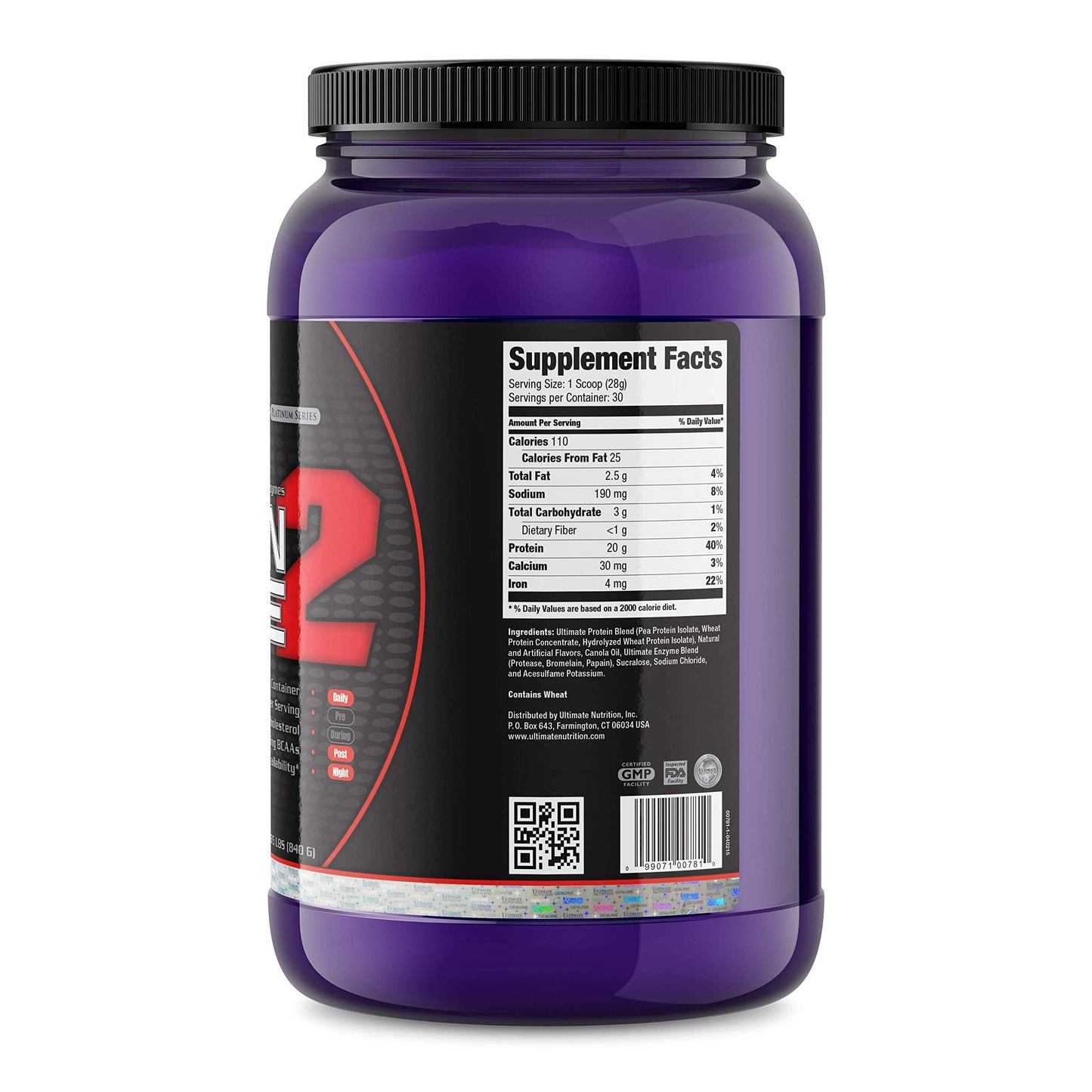 Ultimate Nutrition Vegan Plant Based Protein Isolate Powder - No Sugar and No Lactose - 20 Grams of Protein Per Serving with 100% Naturally Occurring BCAAs, Vanilla, 2 Pounds