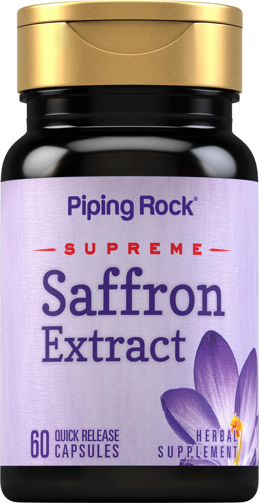 Piping Rock Saffron Supplement | 60 Extract Capsules | for Women & Men | Non-GMO, Gluten Free