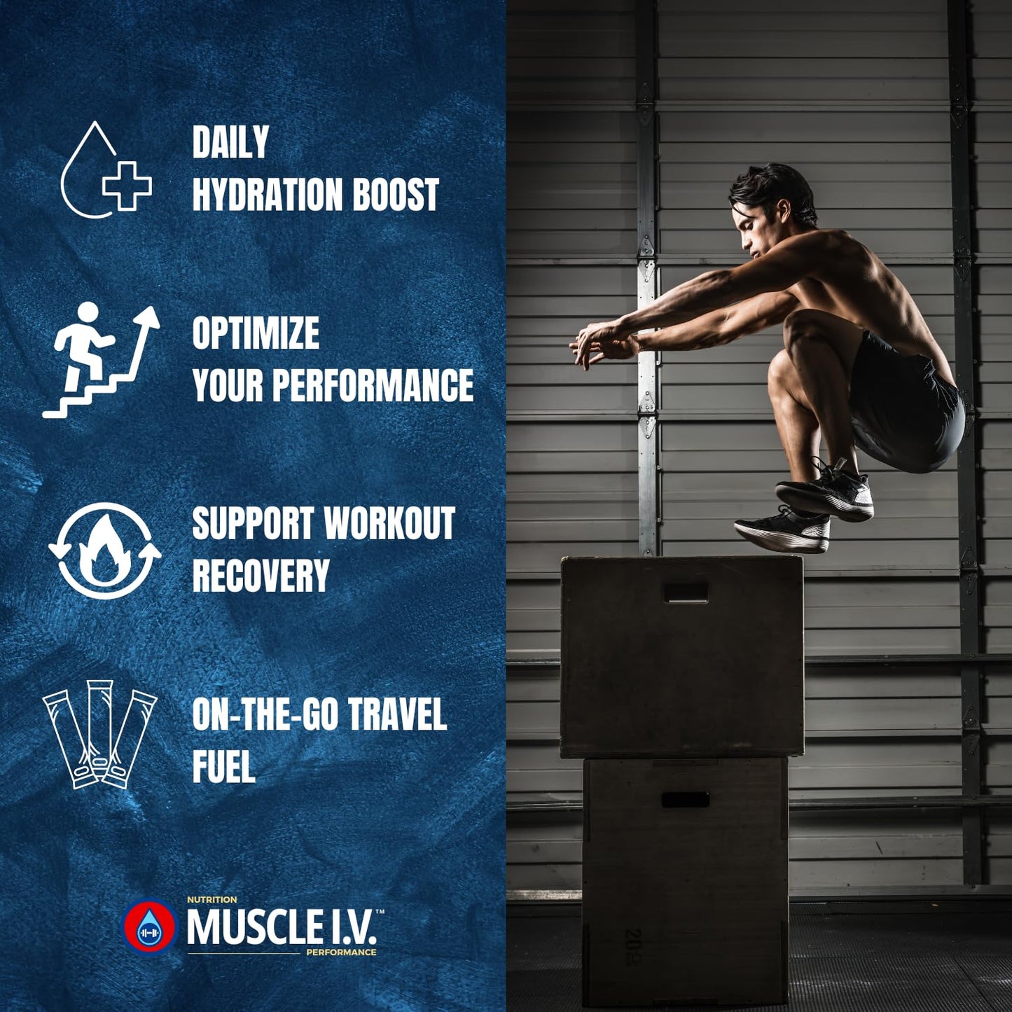 Muscle I.V. Hydration Electrolyte Drink Mix - Watermelon Peach - 16 Easy Open Single Serve Powder Sticks | Caffeine Free | Gluten Free | Soy Free | Non-GMO | 100% Vegan