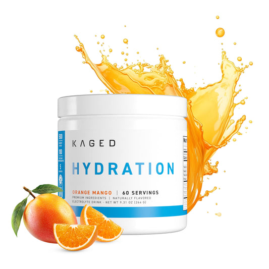 Kaged Electrolyte Hydration Powder Hydracharge Orange Mango Sports Drink for Men and Women Pre, Post, Intra Workout Supplement 60 Servings
