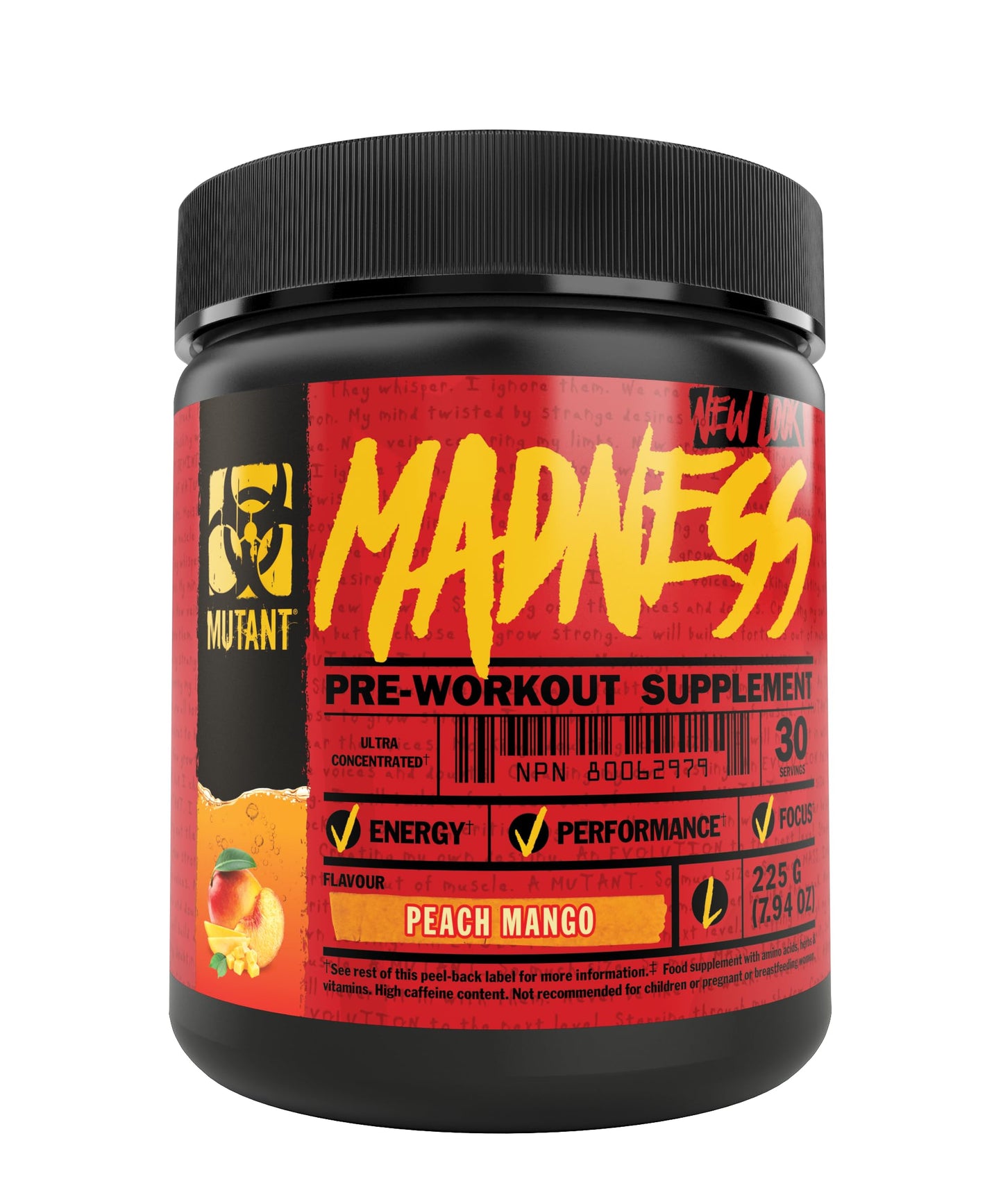 MUTANT MADNESS - Redefines the Pre-Workout Powder Experience and Takes it to a Whole New Extreme Level, Engineered Exclusively for High-Intensity Workouts (225 g), Peach Mango