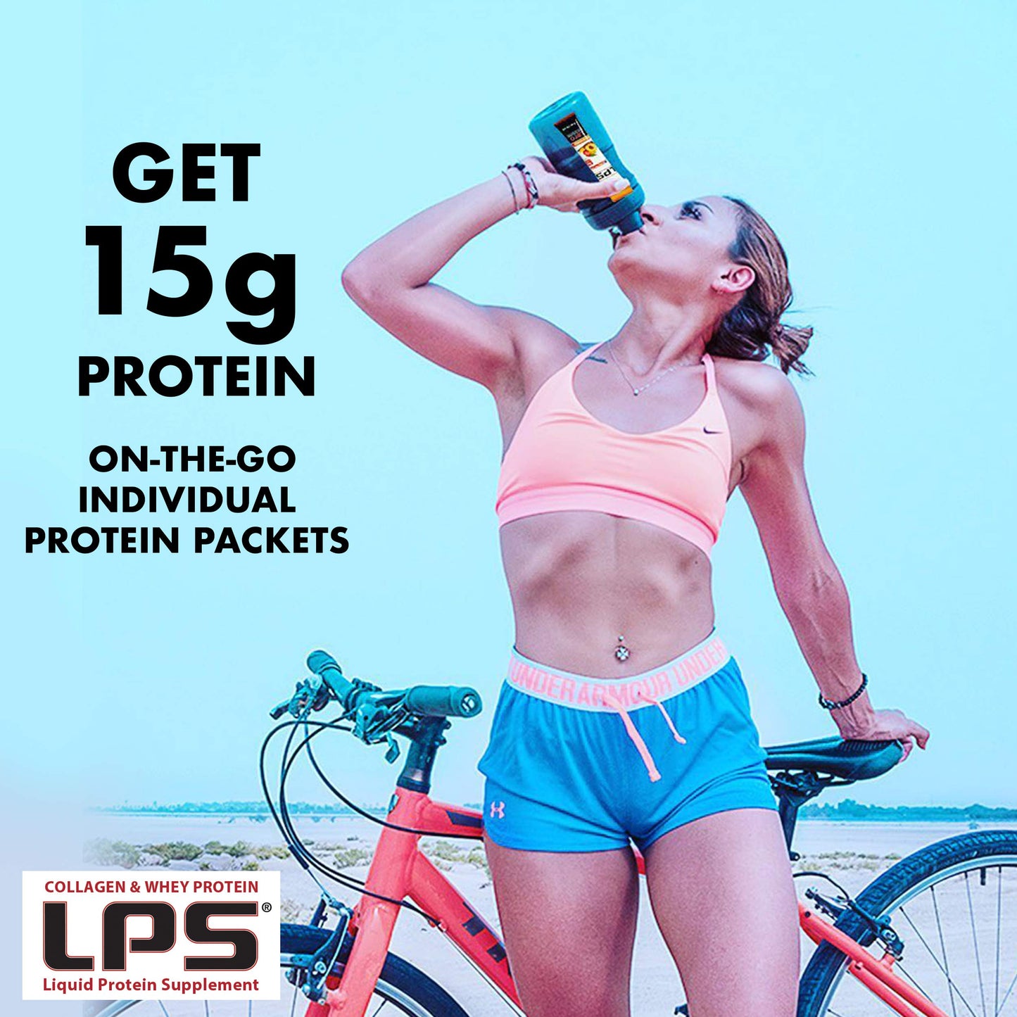 Nutritional Designs LPS Liquid Collagen & Whey Protein Supplement - Non-GMO Drink, Sugar-Free - Promotes Healthy Skin & Hair for Men & Women, Single Serve (Cherry, 50 Packets)