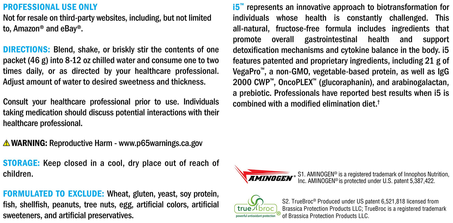XYMOGEN i5 - Gut Health, Detox + Cytokine Balance Support Powder - 21g Protein, Immunoglobulin, Arabinogalactan, Broccoli Seed Extract - Vanilla Drink Mix (10 Packets)
