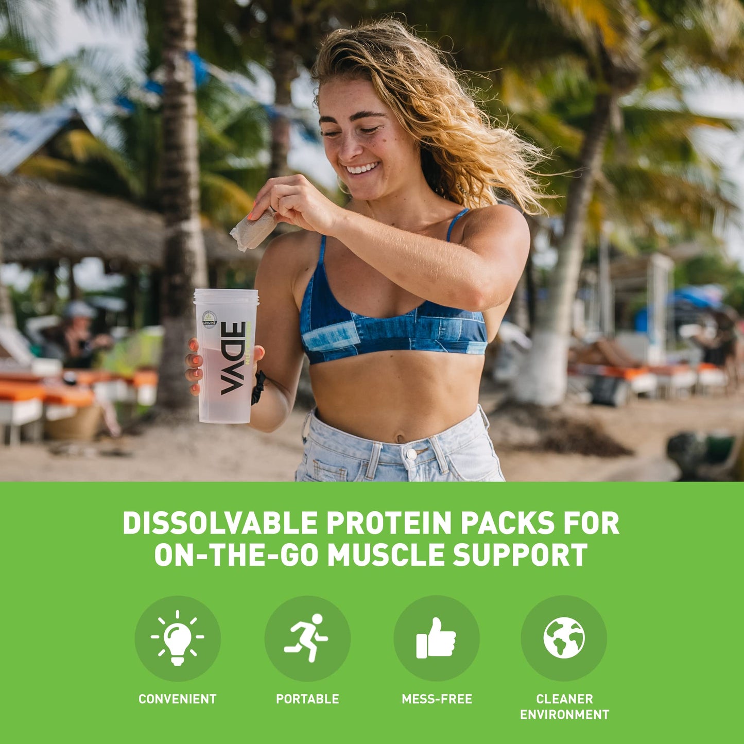 VADE Nutrition Dissolvable Protein Packs - 100% Whey Isolate Protein Powder Chocolate Milkshake - Low Carb, Low Calorie, Lactose Free, Sugar Free, Fat Free, Gluten Free - 30 Packets to Go