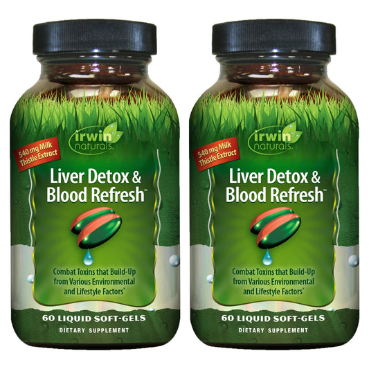 Irwin Naturals Liver Detox & Blood Refresh - 60 Liquid Soft-Gels, Pack of 2 - Liver & Antioxidant Support - 60 Total Servings